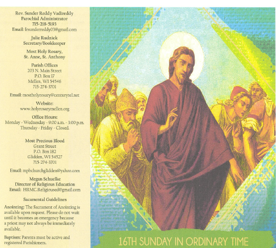 July 19, 2026 – 16th Sunday Ordinary Time
