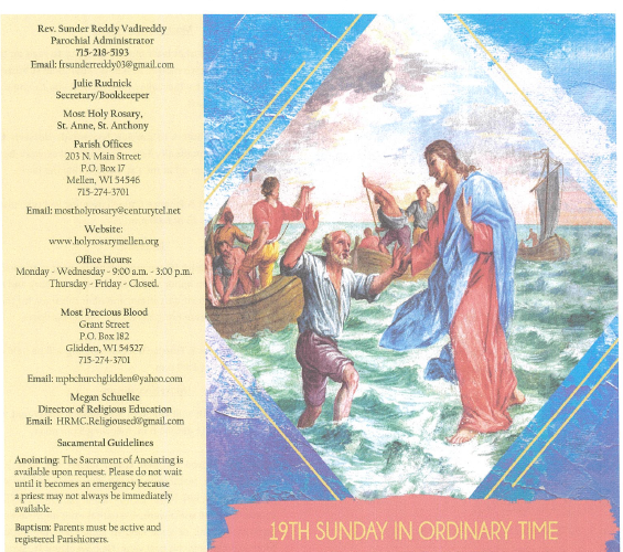 August 9-19th Sunday Ordinary Time