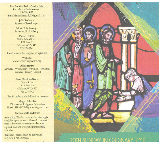 August 16 – 20th Sunday Ordinary Time