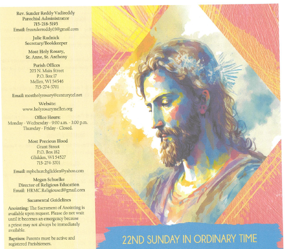 August 30 – 22nd Sunday Ordinary Time