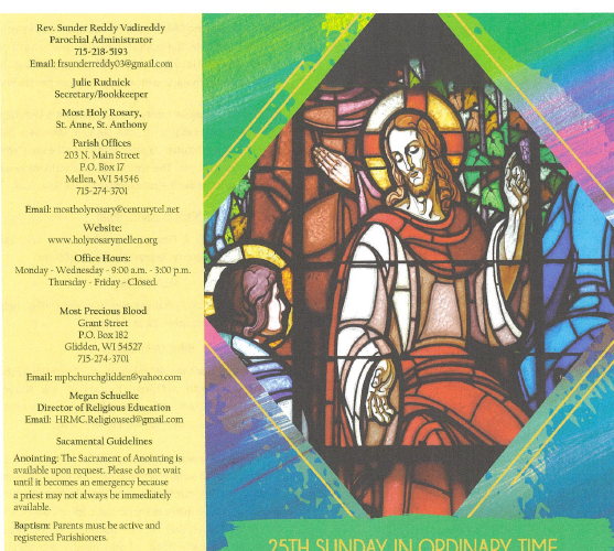 September 20 – 25th Sunday Ordinary Time