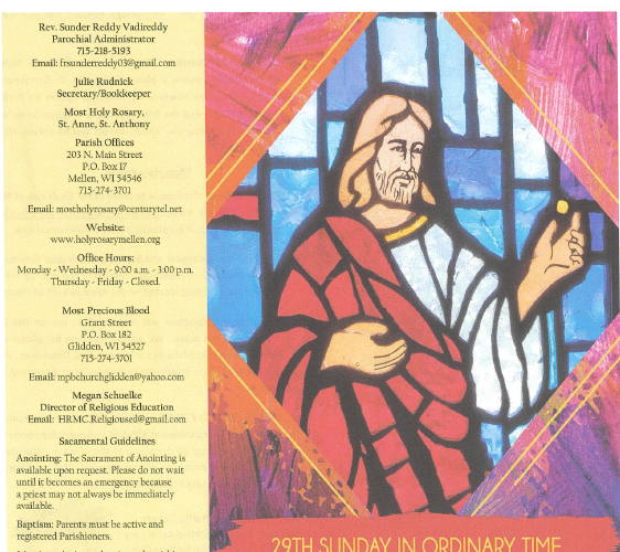 October 18 – 29th Sunday Ordinary Time
